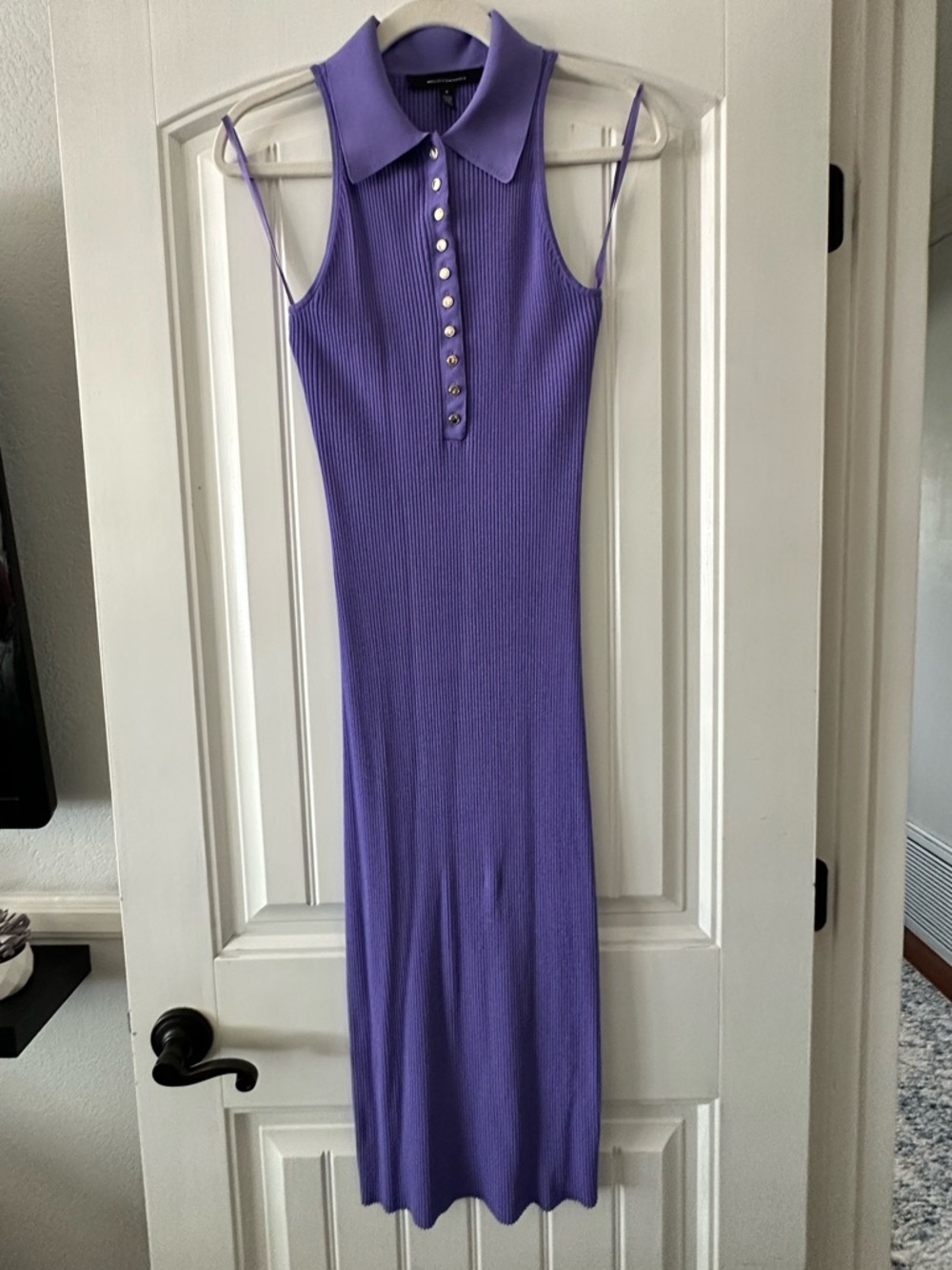 White House Black Market Sleeveless Ribbed Polo Midi Dress in Lilac